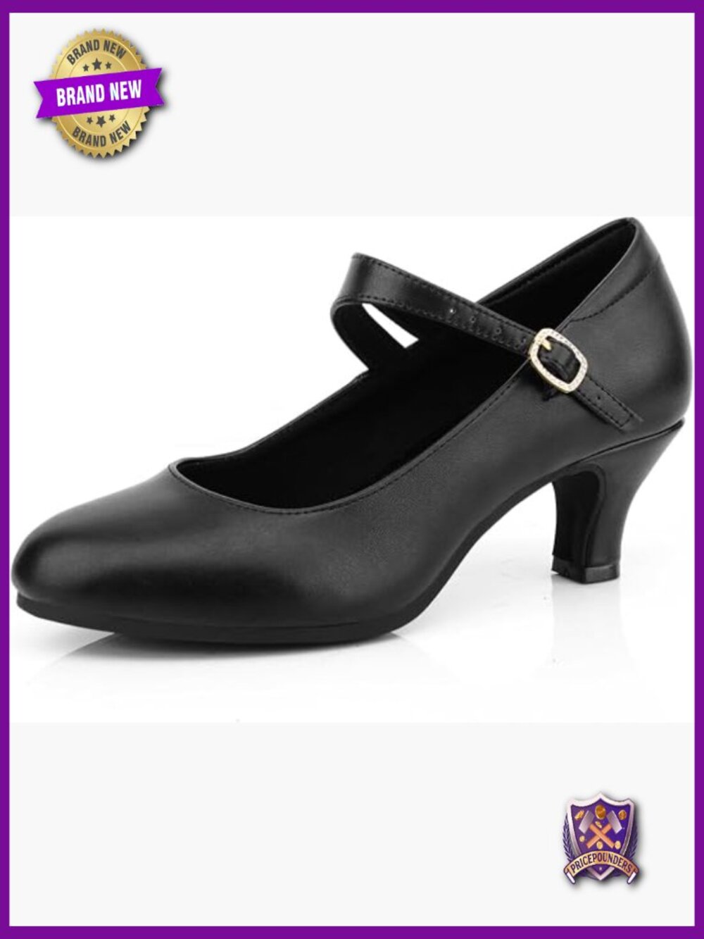Women's Ankle Strap Heels Character Shoes Ballroom Latin Dance Pumps 2.2"